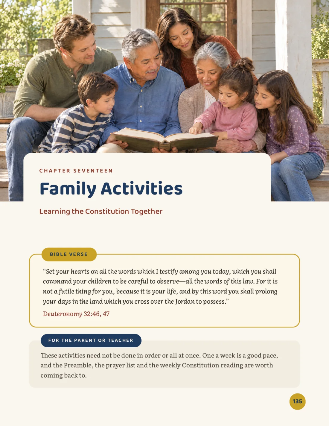 Finished workbook, Book Two page 135: Family Activities chapter opener